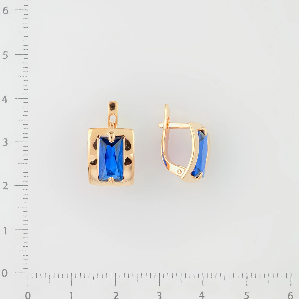 Серьги с фианитом из красного золота 585 пробы