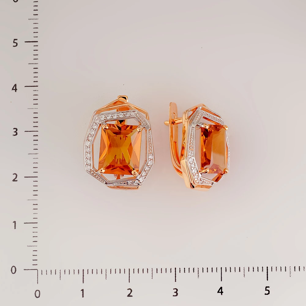 Серьги с ситаллом из красного золота 585 пробы