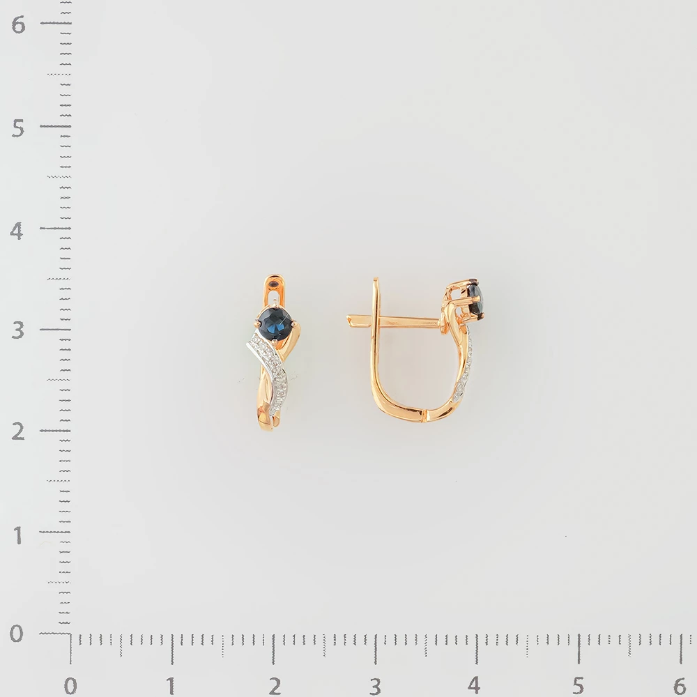 Серьги с сапфиром из красного золота 585 пробы