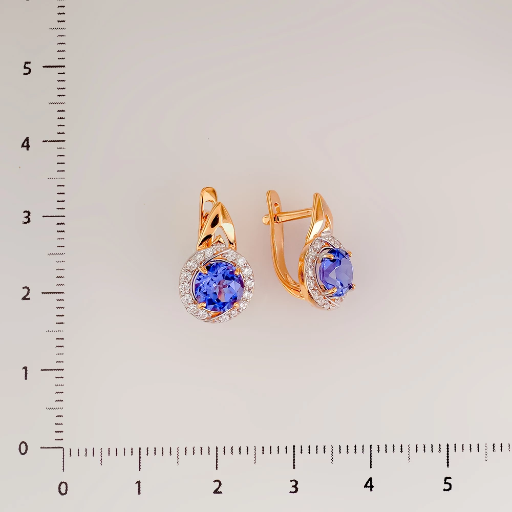 Серьги с фианитом из красного золота 585 пробы