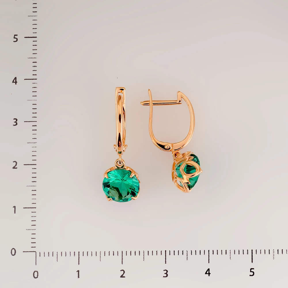 Серьги с фианитом из красного золота 585 пробы
