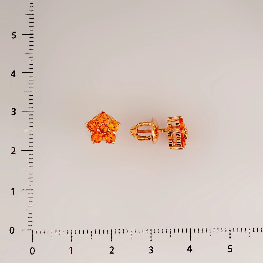 Серьги с фианитом из красного золота 585 пробы