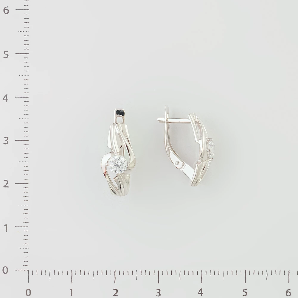 Серьги с фианитом из белого золота 585 пробы