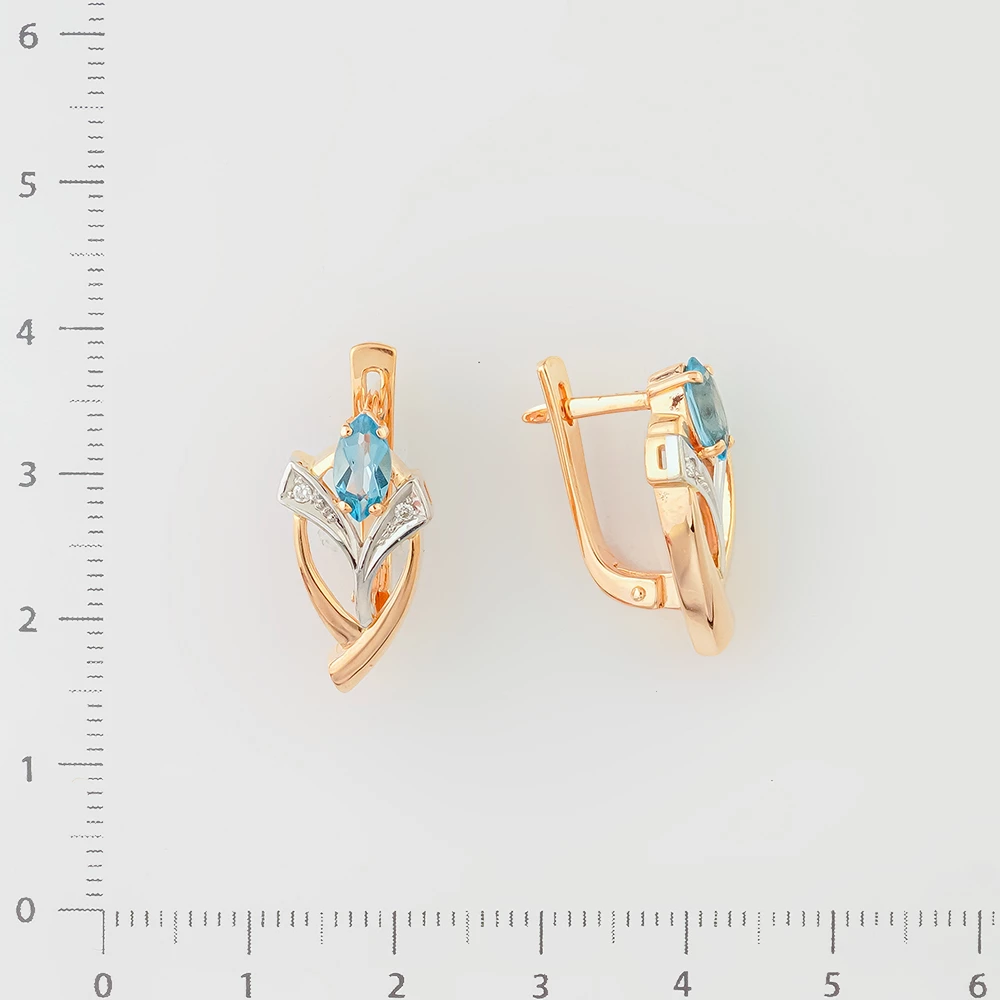 Серьги с топазом из красного золота 585 пробы