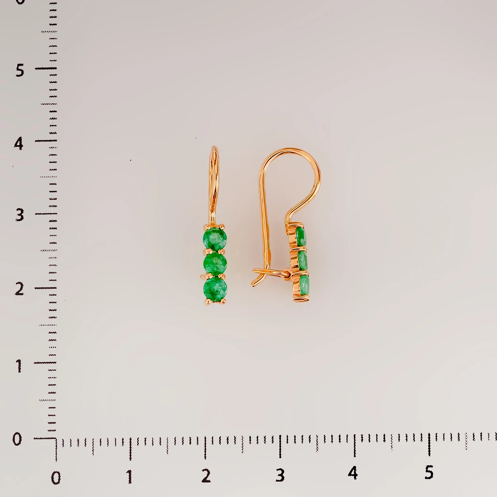 Серьги с изумрудом из красного золота 585 пробы