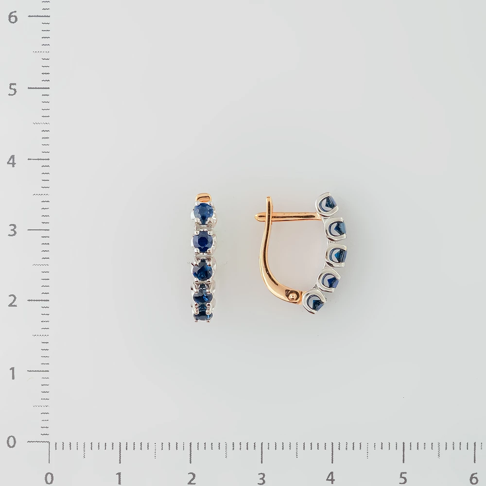 Серьги с сапфиром из красного золота 585 пробы