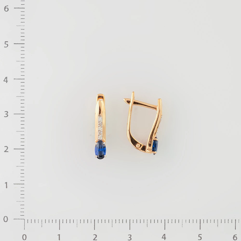Серьги с сапфиром из красного золота 585 пробы