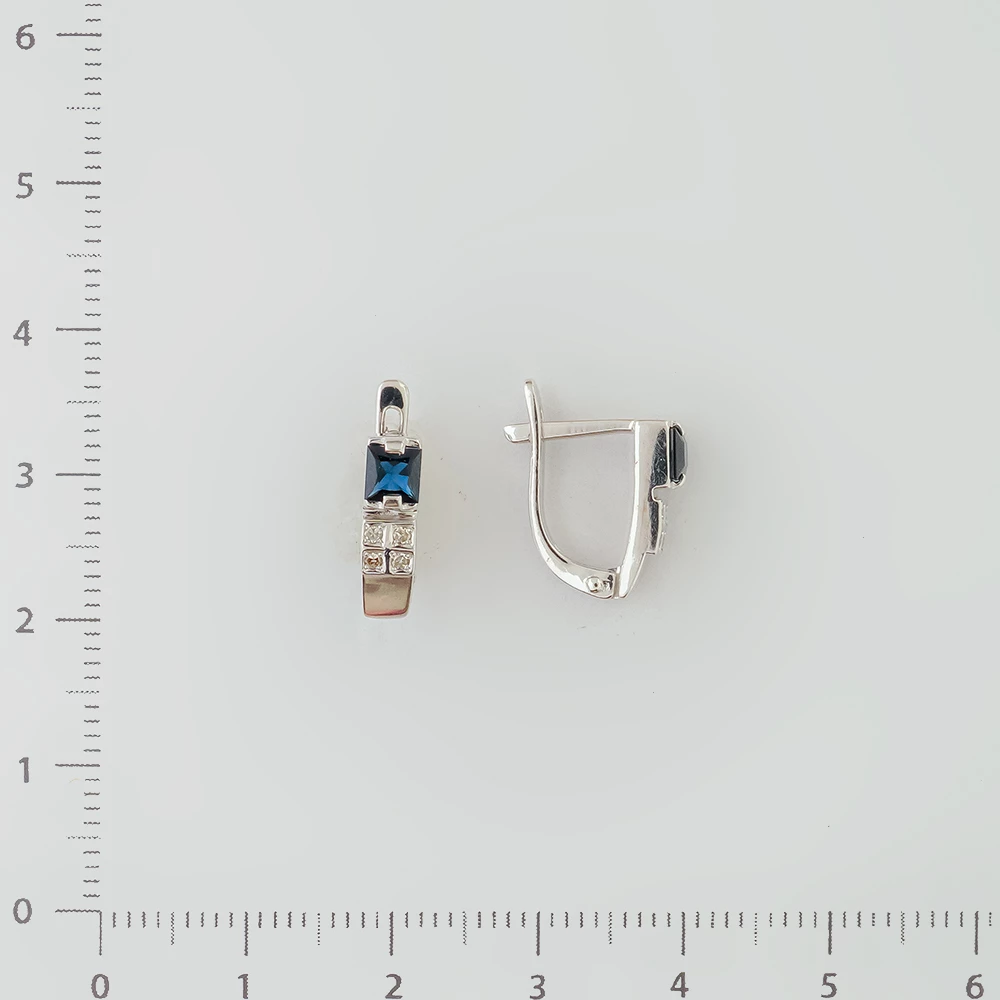 Серьги с сапфиром из белого золота 585 пробы