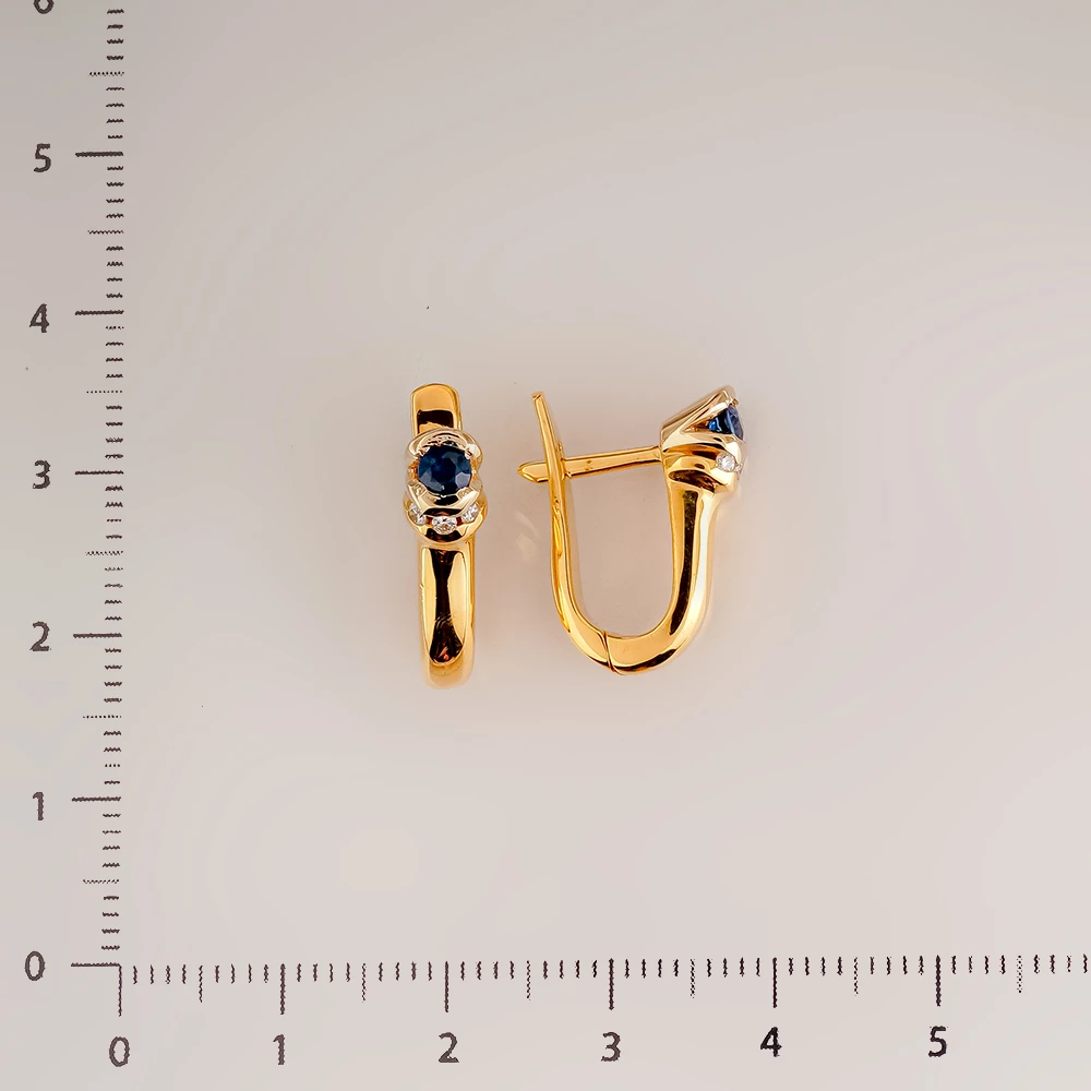 Серьги с сапфиром из желтого золота 750 пробы
