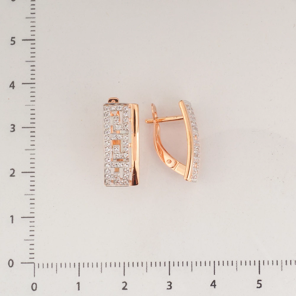 Серьги с фианитом из красного золота 585 пробы
