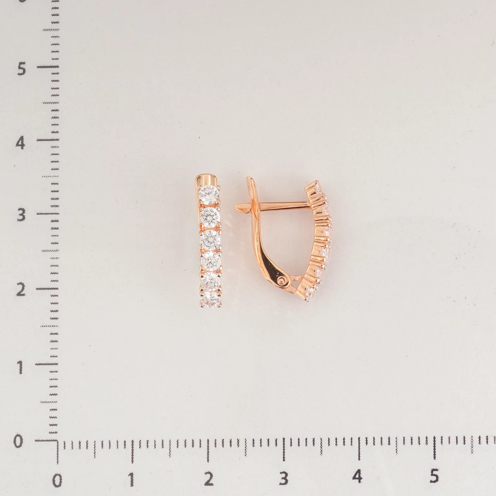 Серьги с фианитом из красного золота 585 пробы
