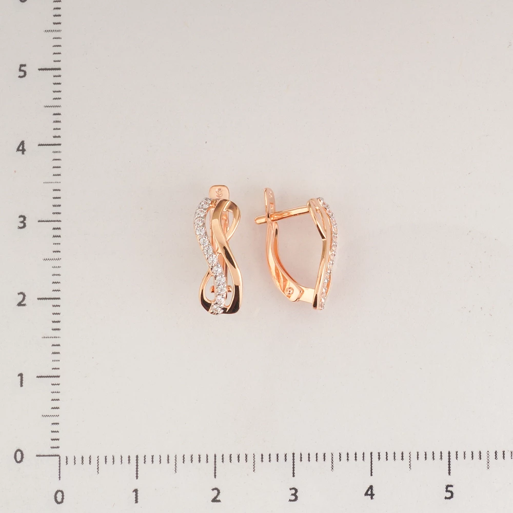 Серьги с фианитом из красного золота 585 пробы