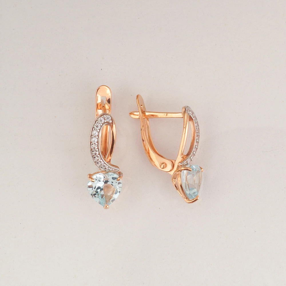 Серьги с топазом из красного золота 375 пробы