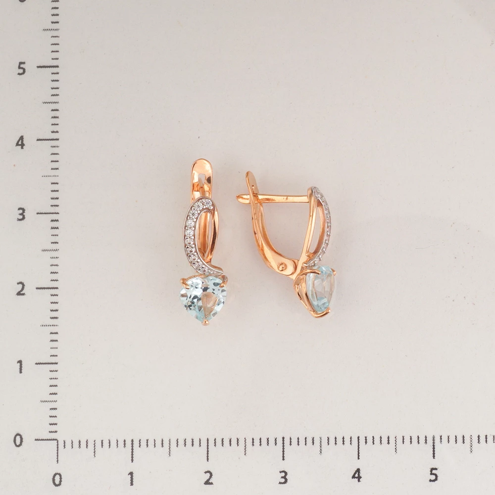 Серьги с топазом из красного золота 375 пробы