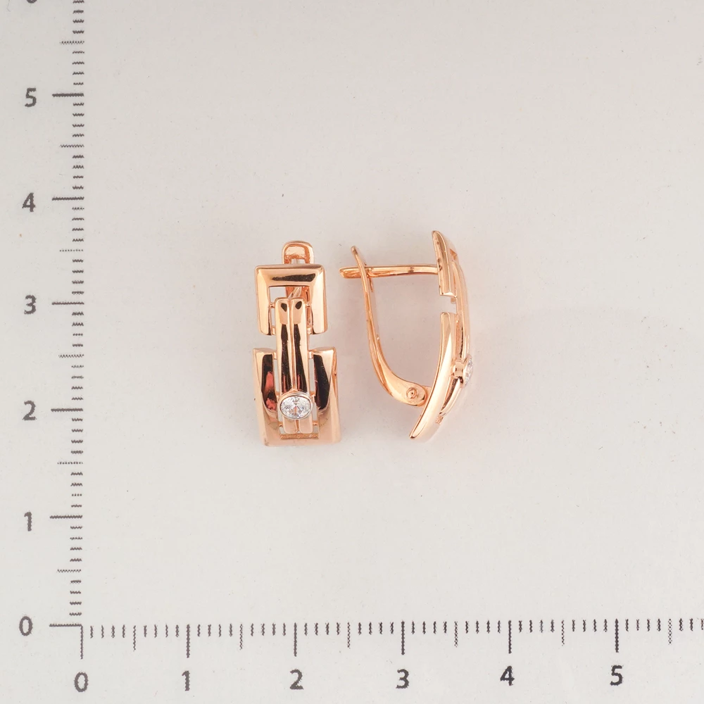 Серьги с фианитом из красного золота 375 пробы