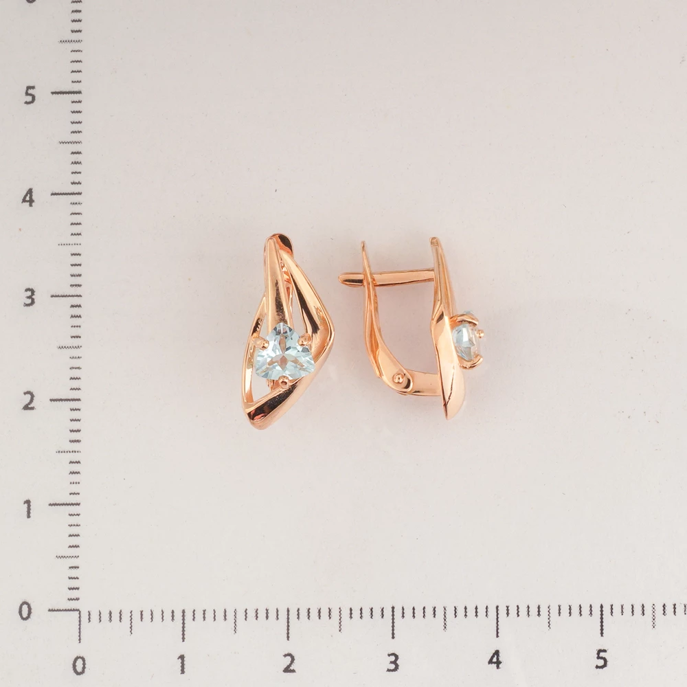 Серьги с топазом из красного золота 585 пробы