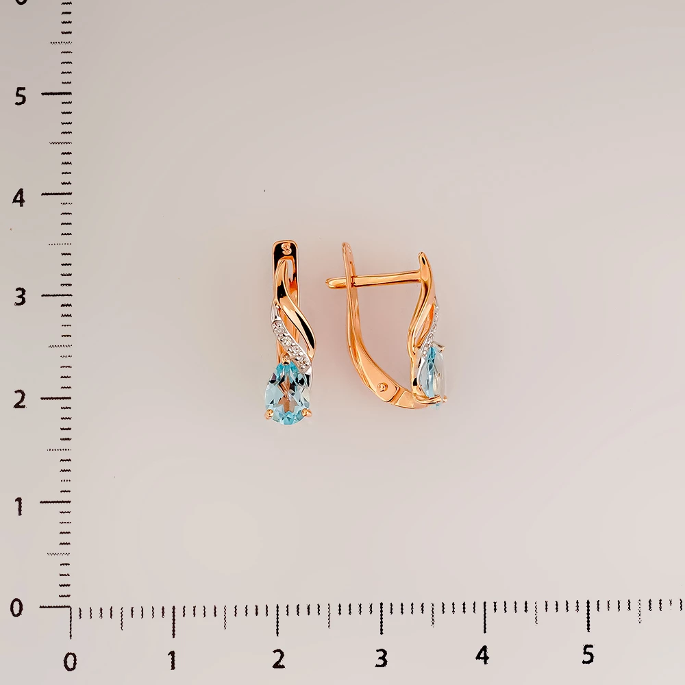 Серьги с топазом из красного золота 585 пробы
