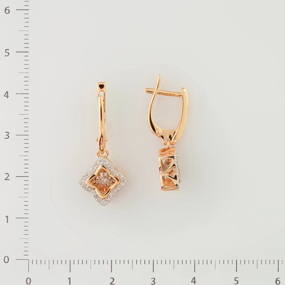 Серьги с бриллиантом из красного золота 585 пробы