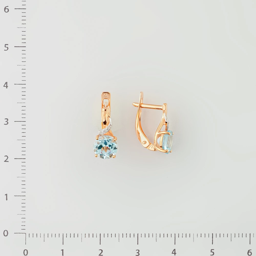 Серьги с топазом из красного золота 585 пробы