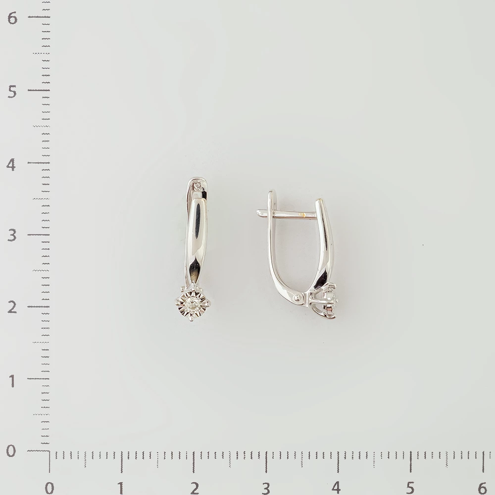 Серьги с бриллиантом из белого золота 585 пробы