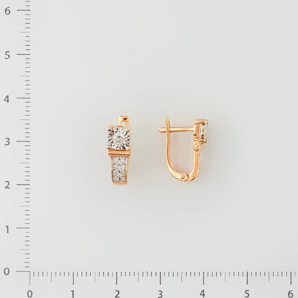Серьги с бриллиантом из красного золота 585 пробы