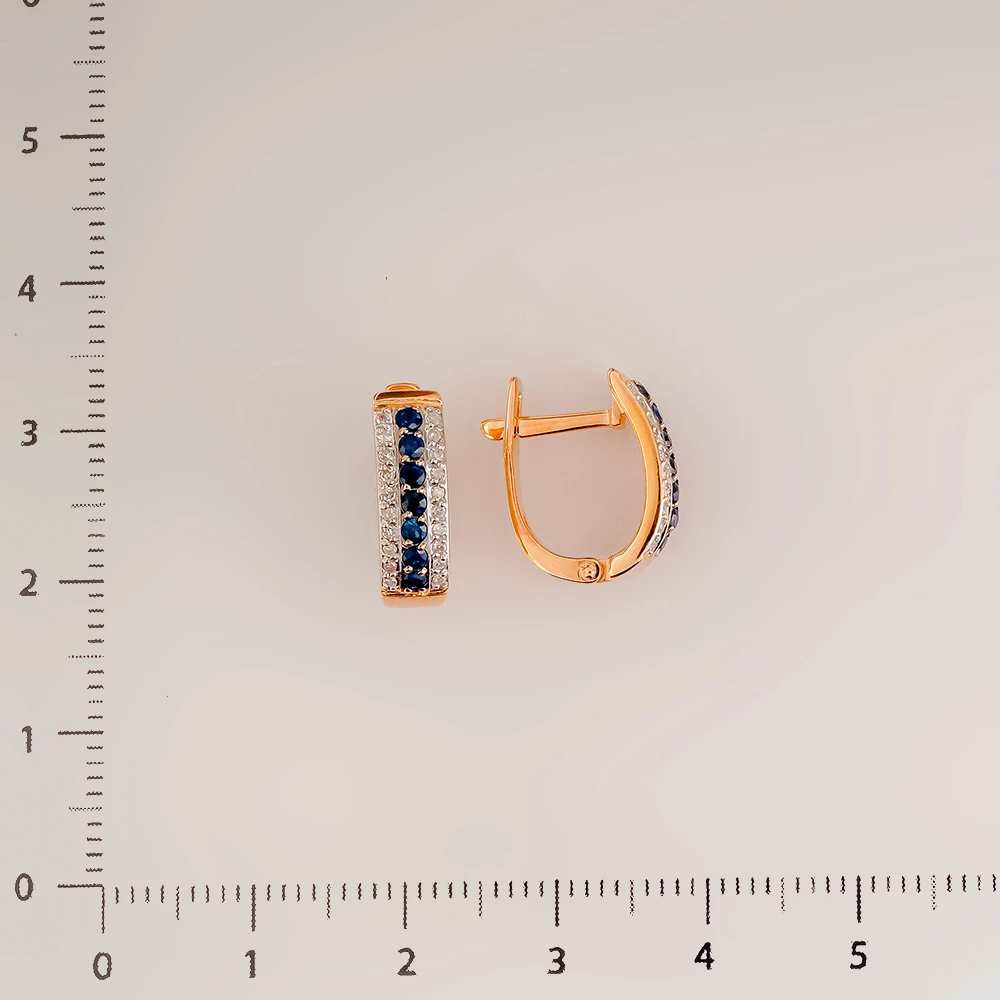Серьги с сапфиром из красного золота 585 пробы