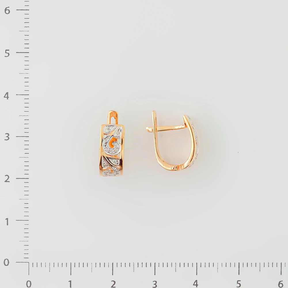 Серьги с бриллиантом из красного золота 585 пробы