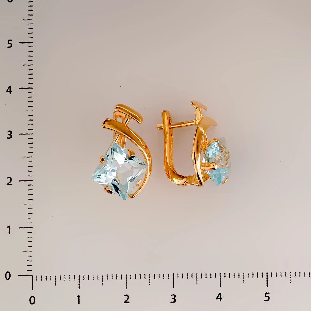 Серьги с топазом из красного золота 585 пробы