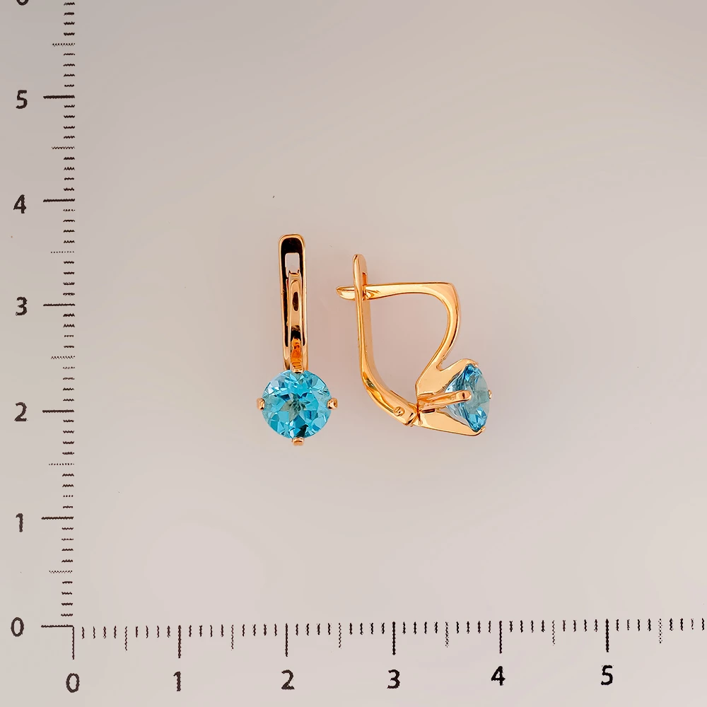 Серьги с топазом из красного золота 585 пробы