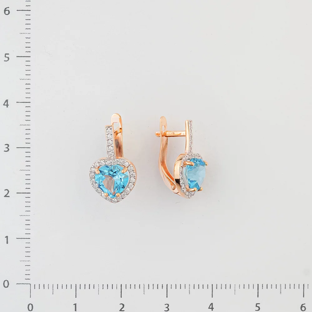 Серьги с топазом из красного золота 585 пробы