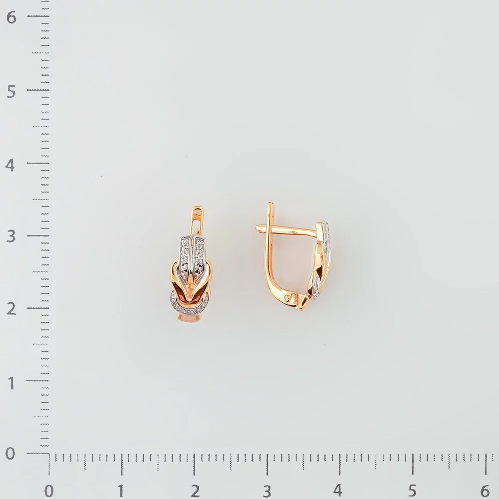 Серьги с фианитом из красного золота 585 пробы