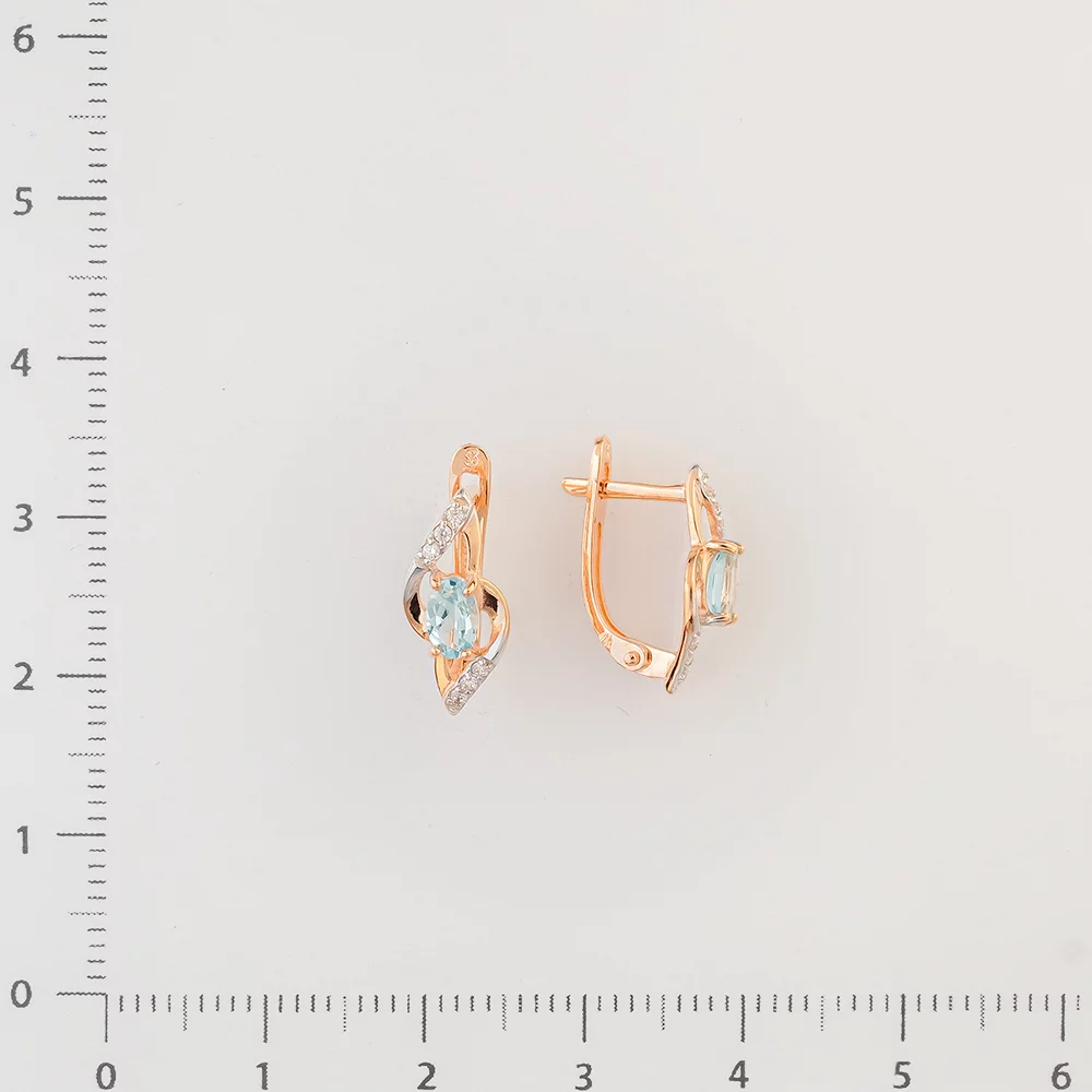 Серьги с топазом из красного золота 585 пробы