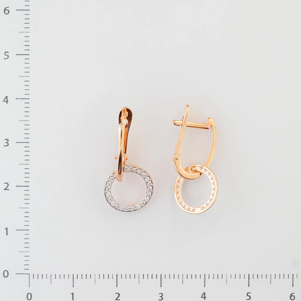 Серьги с фианитом из красного золота 585 пробы