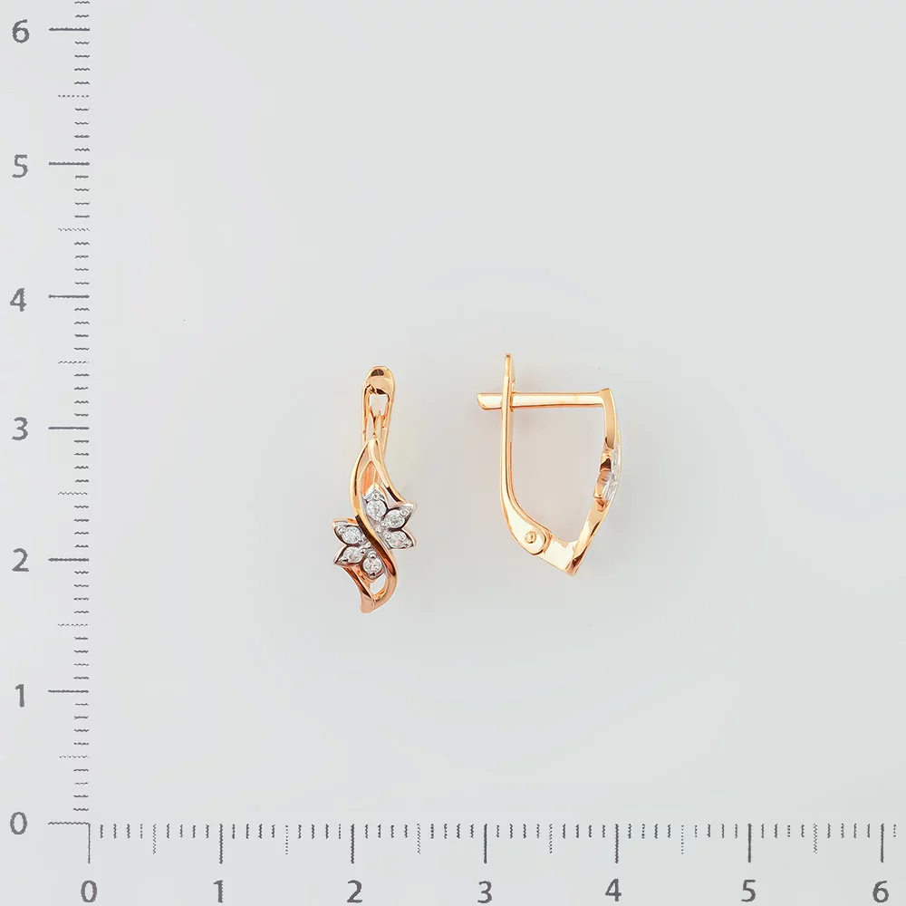 Серьги с фианитом из красного золота 585 пробы