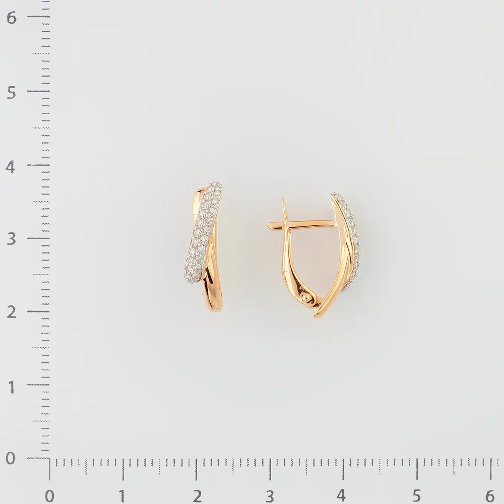 Серьги с бриллиантом из красного золота 585 пробы
