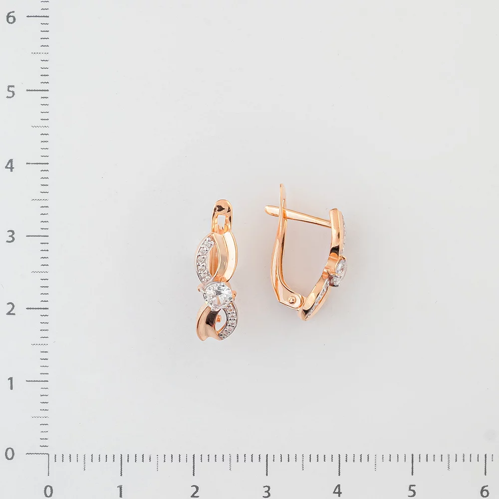 Серьги с фианитом из красного золота 375 пробы
