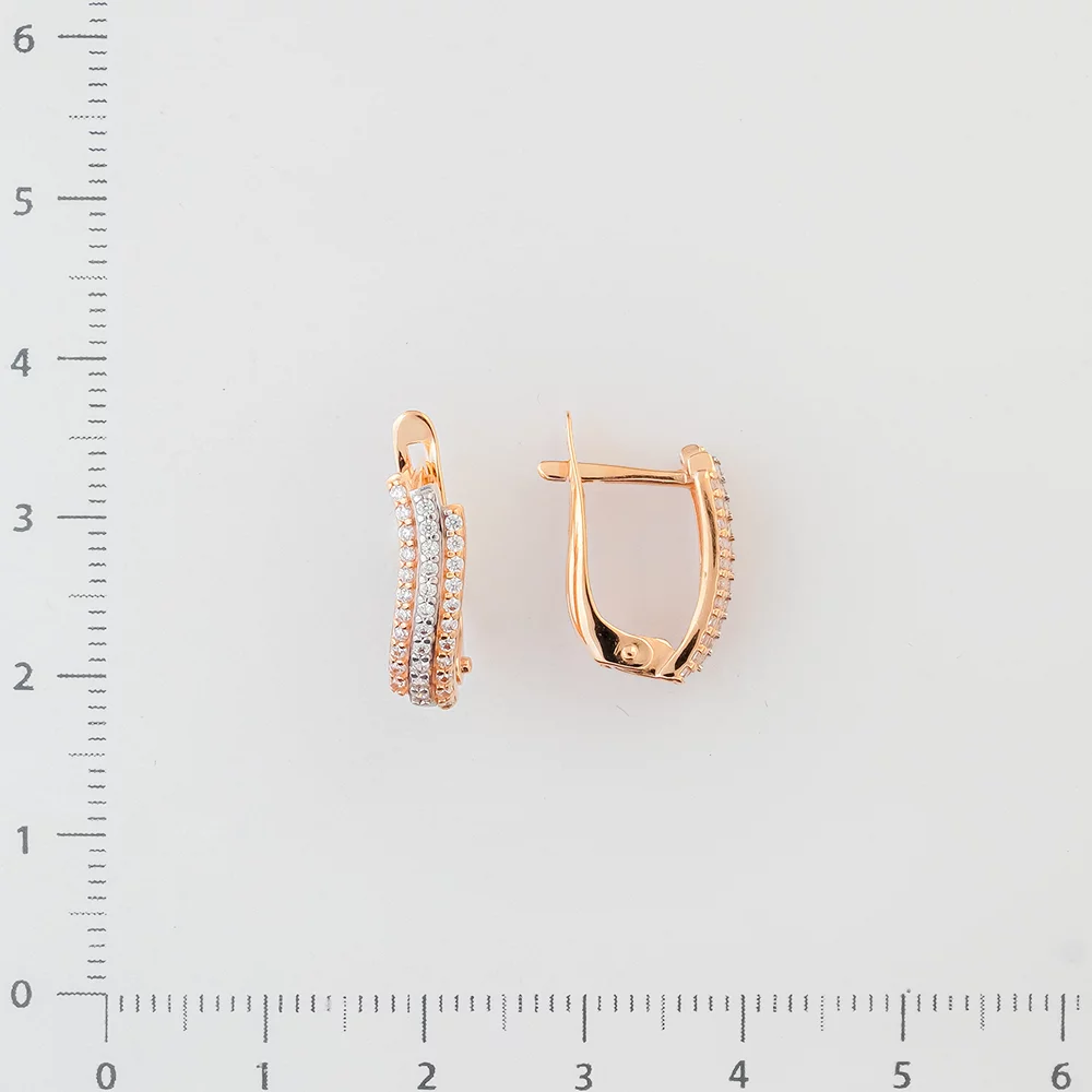 Серьги с фианитом из красного золота 585 пробы