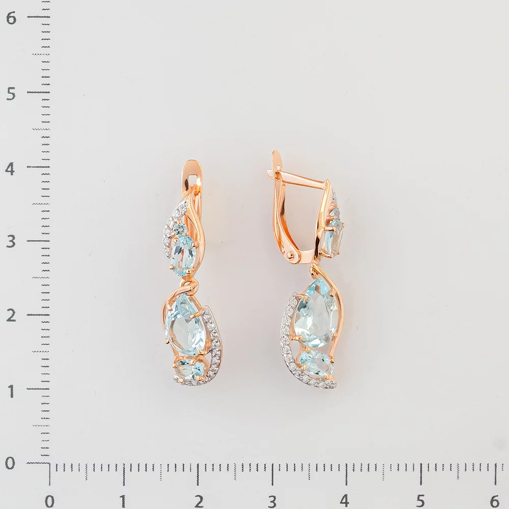 Серьги с топазом из красного золота 585 пробы