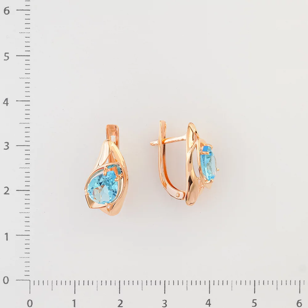 Серьги с топазом из красного золота 585 пробы