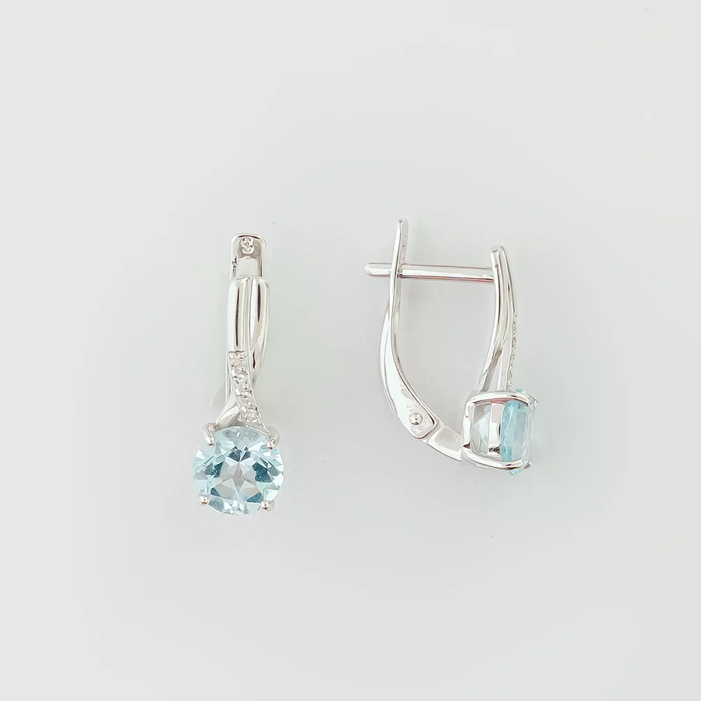 Серьги с топазом из белого золота 585 пробы