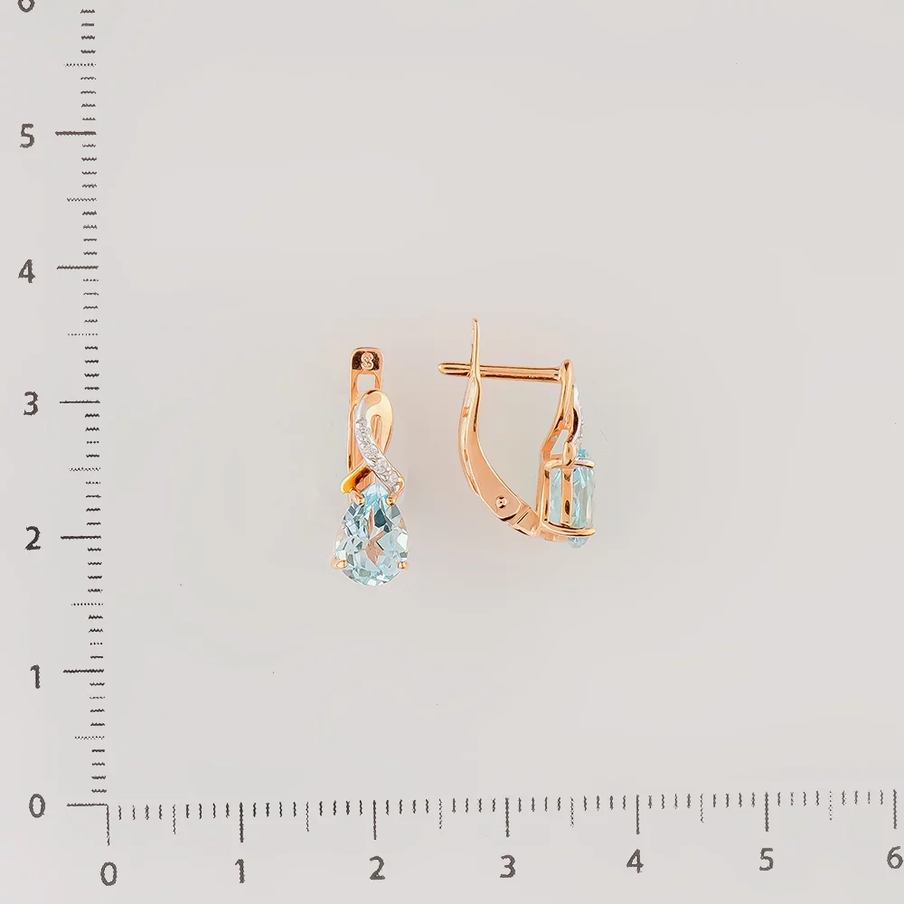 Серьги с топазом из красного золота 585 пробы