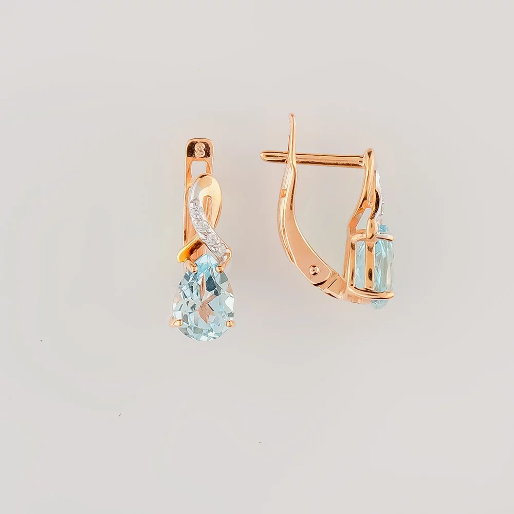 Серьги с топазом из красного золота 585 пробы