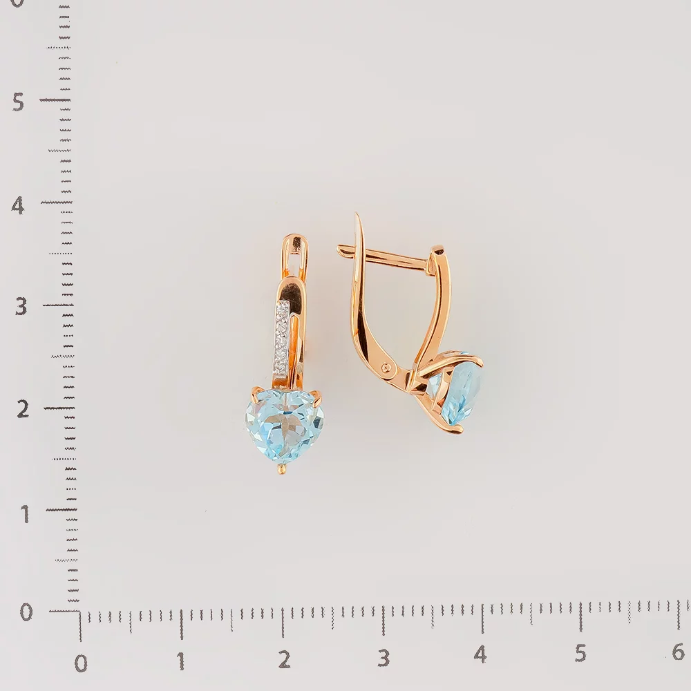 Серьги с топазом из красного золота 585 пробы