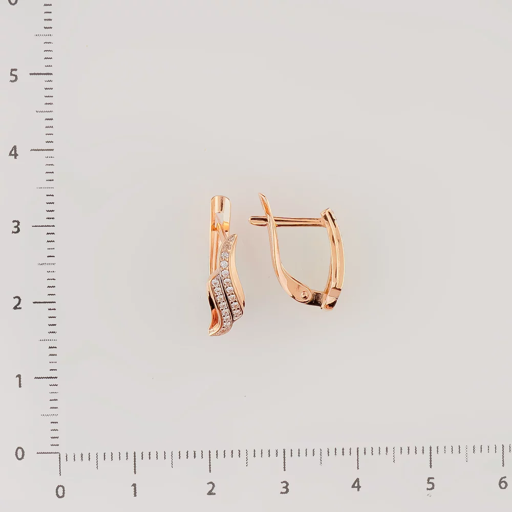 Серьги с фианитом из красного золота 375 пробы