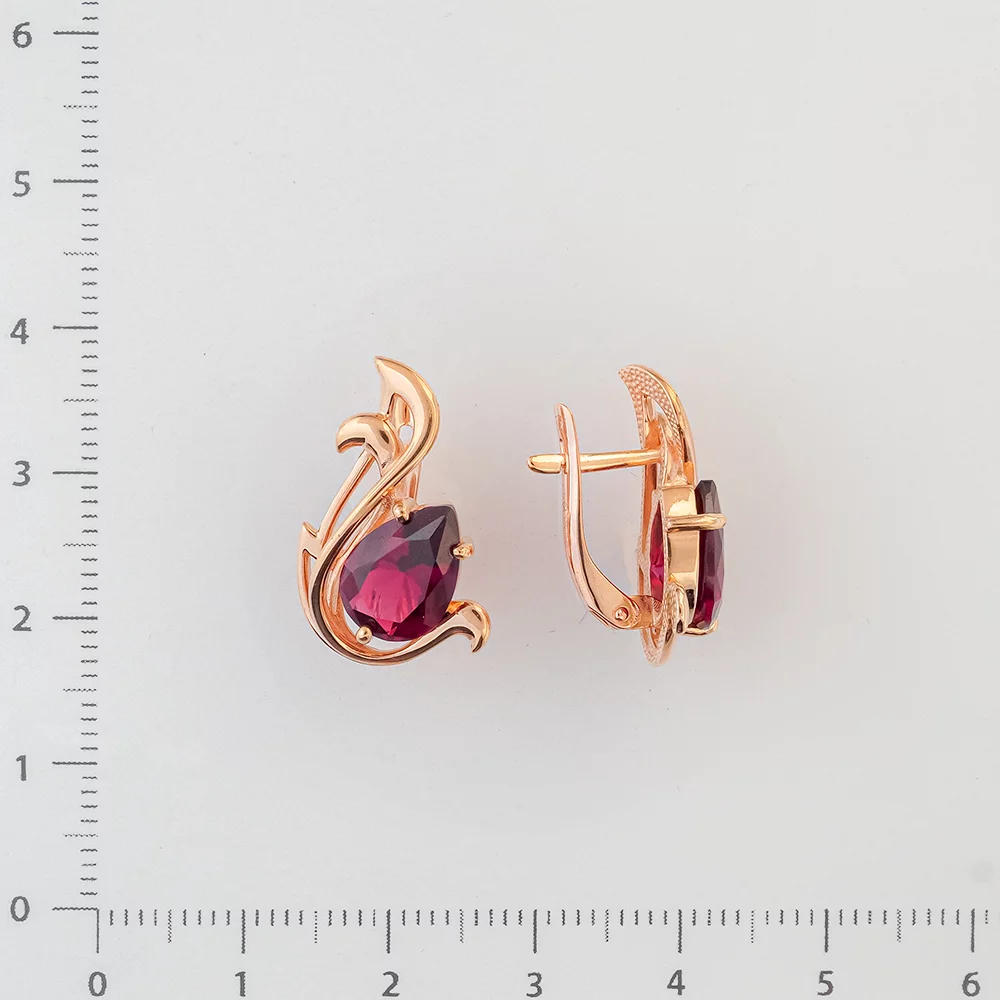 Серьги с гранатом из красного золота 375 пробы