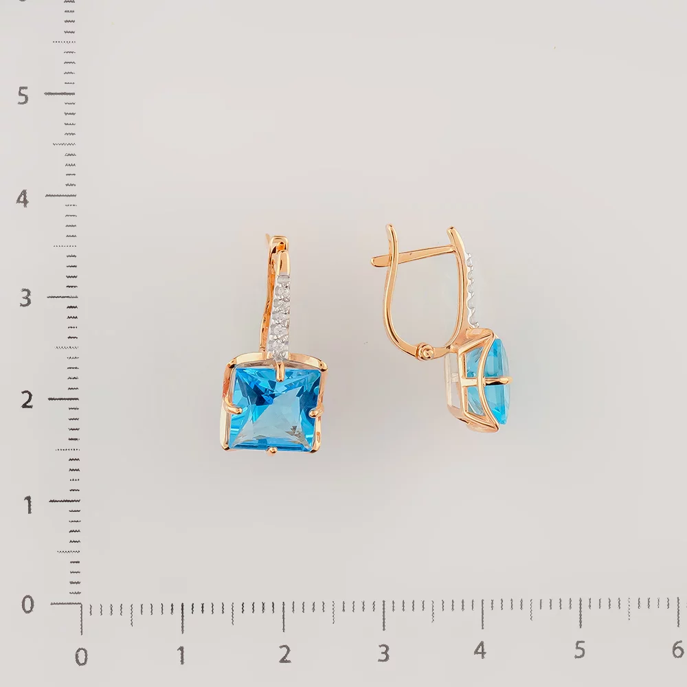 Серьги с топазом из красного золота 585 пробы