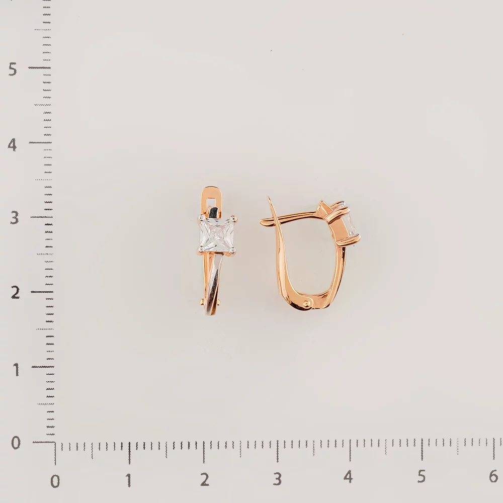 Серьги с фианитом из красного золота 375 пробы 2