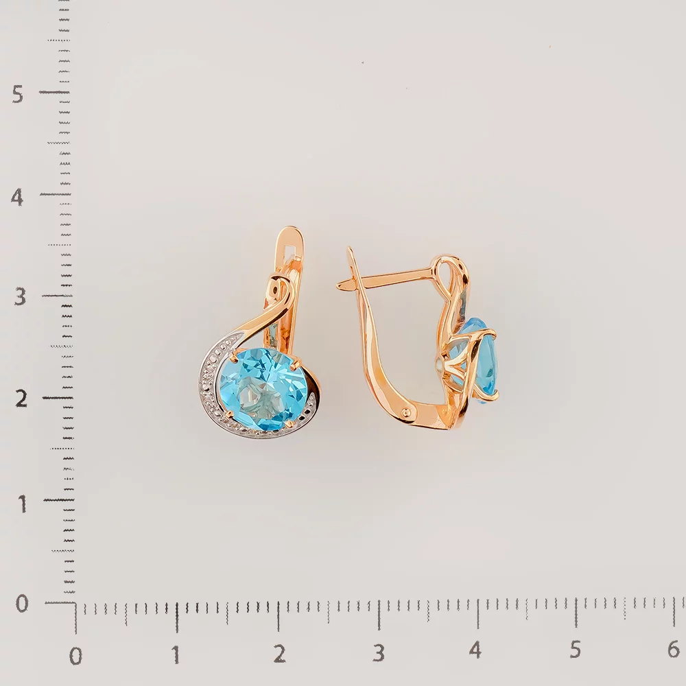 Серьги с топазом из красного золота 585 пробы