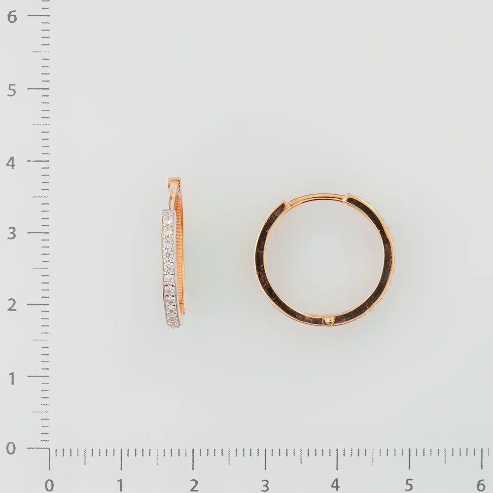 Серьги с фианитом из красного золота 585 пробы