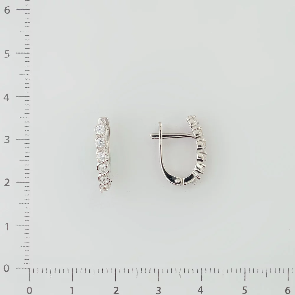 Серьги с фианитом из белого золота 585 пробы